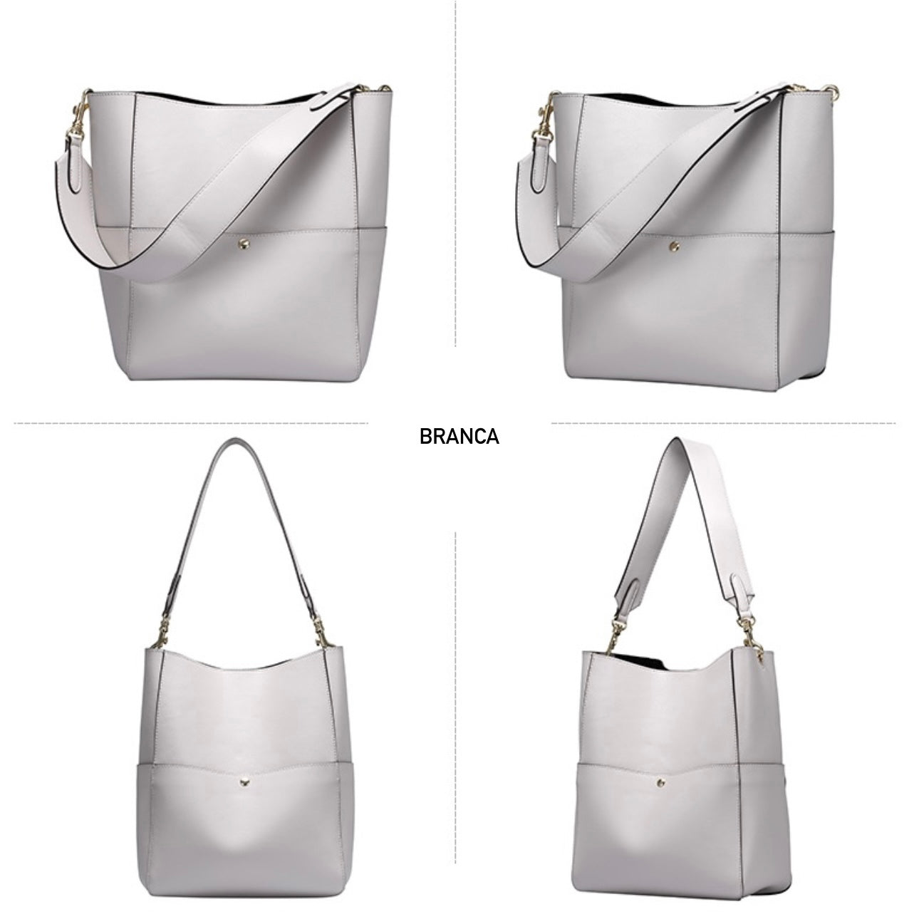 Bolsa Feminina Branca Couro Montreal - LOV SHOP